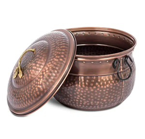 Pot à tuyau avec couvercle, décoration de jardin et de maison, porte-tuyaux au design unique, couleur cuivre martelé, fait à la main, design de créateur - Product Image 5