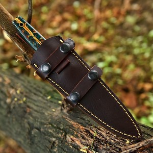Pine Cone Handle High Quality Carbon Steel Industrial Grade <b>Mirror</b> Polish Fixed Blade Hunting Camping Knife Leather Sheath UA - Product Image 6