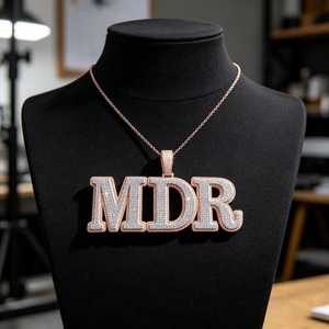 Two Tone Iced Out Custom Name Moissanite Letter Pendant Sparkling Stones 925 Sterling Silver Perfect Personalized Jewelry Gift - Product Image 4