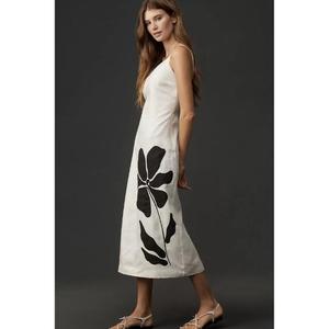 Vestido Midi Casual de Verano para Mujer, Simple y Elegante, Corte en A, Cintura Natural, Transpirable, 100% Algodón, Estampado Floral, Liso Teñido - Product Image 4