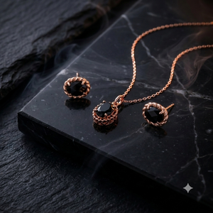 Conjunto de Collar y Pendientes de Plata de Ley 925 con Baño de Oro y Ónix Negro para Mujer - Product Image 6