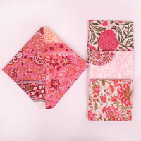 Pañuelo Cuadrado de Algodón Floral Premium Hecho a Mano en Jaipur, Estampado con Técnica Block Print, Ecológico, Transpirable, con Lazos para Atar, Unisex