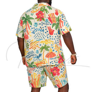 Nouvel ensemble chemise et short hawaïen grande taille pour homme – Imprimé décontracté à manches courtes pour l'été - Product Image 6