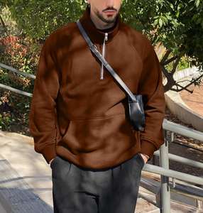 Sudadera Oversize de Corte Holgado para Hombre, Cortavientos e Impermeable, de Forro Polar con Media Cremallera, Informal, 100% Algodón, para Otoño e Invierno, Cálida - Product Image 5