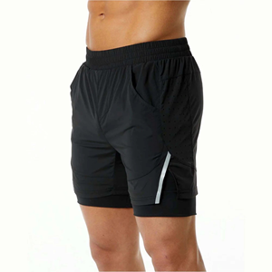Compre Ahora Pantalones Cortos Deportivos 2 en 1 para Hombre, Pantalones Cortos de Gimnasio de Alta Calidad al por Mayor OEM, Pantalones Cortos Negros de Doble Capa - Product Image 4