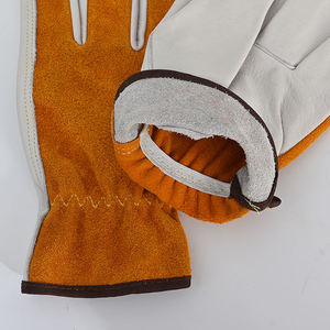 Leather Safety <b>Gloves</b> Wrist Length Unlined <b>Thermal</b> Eco-Friendly Winter Outdoor Plain Style Brown - Product Image 5