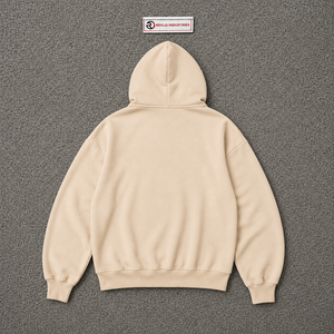Sweat à capuche zippé personnalisé beige avec motif graphique, coupe oversize, style streetwear, en molleton de coton épais, pour homme, vente en gros, décontracté - Product Image 6
