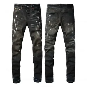 Men's Casual Fashion Ripped Stonewashed Autumn/Winter <b>Denim</b> Trousers with Embroidery Button Woven Detail and Stretch Fabric - Product Image 5