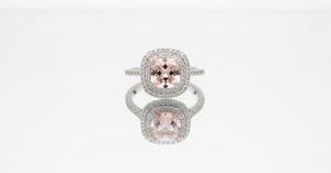 Anillo de Compromiso de Plata 925 con Morganita Natural Corte Cojín Color Durazno, Engaste Pavé, Certificado por Terceros, Símbolo Religioso, para Boda - Product Image 6