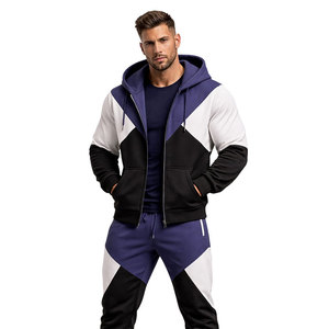 Conjunto Deportivo para Hombre en Color Morado y Negro, Sudadera con Cremallera y Pantalones Jogger, Ropa Deportiva Informal para Gimnasio, Fitness y Uso Diario - Product Image 1