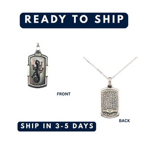 Pendentif lézard unisexe en argent sterling 925 avec nacre noire, charme rond fin, décontracté/sportif - Product Image 3