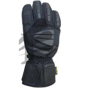 Racing Gloves Full Finger PU Material Non Slip Drawstring Closure Outdoor Activities Unisex <b>Black</b> Panelled Design - Product Image 2