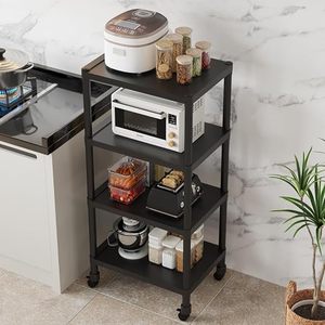 Four Tier Metal <b>Storage</b> <b>Rack</b> With Wheels Minimalist Design For Kitchen Sundries Standing Type - Product Image 4