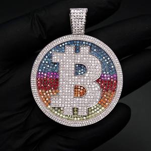 Solid 925 <b>Silver</b> Plate <b>Charm</b> Pendant Moissanite Custom Raised Letter Hip Hop Style Iced Chain Money Bag - Product Image 2