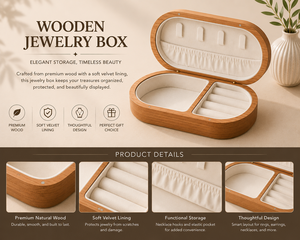 Manufacturer Custom Solid Wood Oval Jewelry <b>Box</b> with Magnetic Closure Engraved Printing Soft <b>Velvet</b> Lining for Valentine's Day - Product Image 2