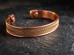 Brazalete de Cobre Color Oro Rosa Vintage para Hombre, Brazalete Geométrico Trenzado - Product Image 4
