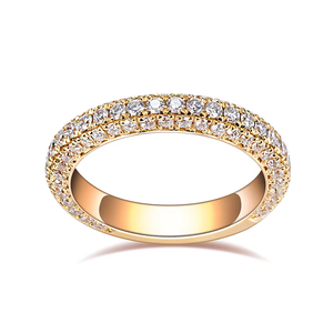 Bague en or jaune pour femme, diamant taille brillant rond, style classique, alliance de mariage, diamants naturels couleur G - Product Image 1