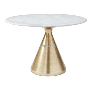 Mesa con Base Chapada en Oro y Tapa de Mármol Blanco, Nuevo Diseño, Decoración Estándar, Mesa al por Mayor - Product Image 1