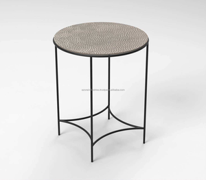 Azora Industries-Mesa auxiliar superior de aluminio antiguo con patas redondas para sala de estar o dormitorio, sencilla pero elegante para el hogar - Product Image 4