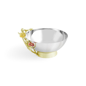 Ensemble de bols décoratifs haut de gamme en acier inoxydable avec poignée plaquée or et plateau de service multi-compartiments - Product Image 1