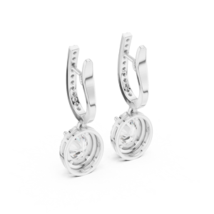 Luxury <b>Silver</b> Oval Halo Diamond Drop Earrings Unisex Trendy Fine Jewelry for <b>Wedding</b> & Engagement - Product Image 3