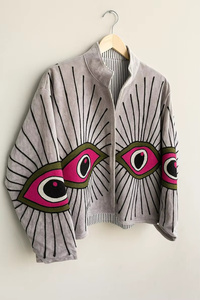 MONIT MARKETING Blouson Bomber en Velours Rouge Tendance avec Motifs Floraux Suzani |   Vêtements bohèmes pour femmes, automne/hiver, réversibles, vintage - Product Image 3