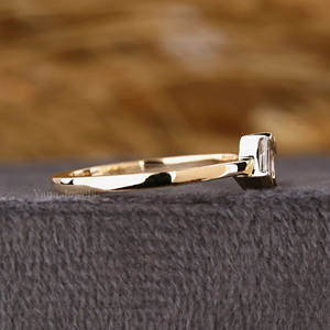 Bague en diamant Baguette en or 10k/14k/18k Bague en diamant en argent 925 Bague minimaliste en platine pour femme Bague de fiançailles en pierre 2 - Product Image 3