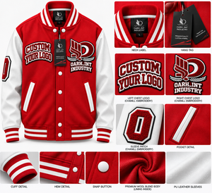 เสื้อแจ็คเก็ตวาร์ซิตี้สีแดงขาวสำหรับผู้ชาย OARH_INT INDUSTRY ทำจากผ้าขนสัตว์ 100% ระบายอากาศได้ดี ปักโลโก้ตามสั่ง สไตล์พรีปปี้ ทรงปกติ เหมาะสำหรับฤดูหนาว - Product Image 6