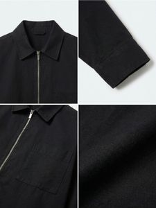 Veste coupe-vent en jean brodée pour homme, col rabattable, fermeture éclair, personnalisable, vêtements de travail, vêtements d'extérieur décontractés pour l'hiver - Product Image 3