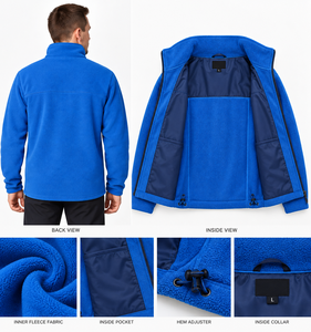 Custom <b>Mens</b> <b>Fleece</b> Pullover <b>Jacket</b> Warm Quarter Button Stand Collar Outdoor Casual Winter Sweatshirt Wholesale Manufacturer - Product Image 4