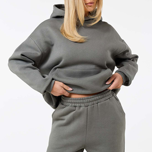 Latest Design Cotton Tracksuits High Quality 2-Piece <b>Set</b> Adult Women's Winter Track Suits Solid Pattern Ladies Tracksuits - Product Image 5