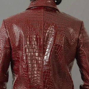 Chaqueta de Motero para Hombre, Corte Ajustado, Negra, de Cuero de Cabra Repujado, Cuello Alto, Transpirable, Resistente al Viento, Estilo Urbano Personalizado - Product Image 6