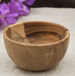 Vaisselle de cuisine en bois massif de haute qualité avec logo personnalisé Bol de riz écologique à salade et à soupe en acacia fait à la main - Product Image 4