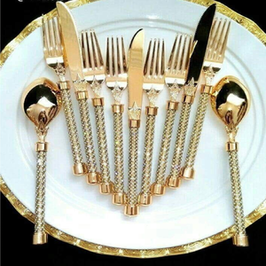 Elegant silver and gold stainless <b>flatware</b> with beautiful flowing ribbon handle patterns Available at wholesale prices - Product Image 4