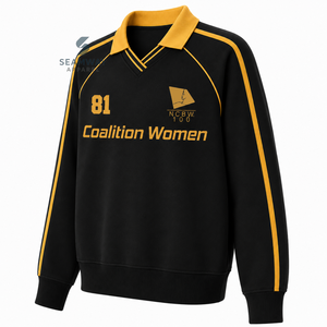 Sweat-shirt de rugby universitaire pour femmes NCBW, col polo, manches longues, broderie, pull décontracté, pull universitaire - Product Image 3