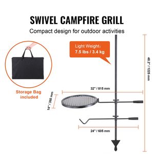 Griglia Girevole in Acciaio Resistente per Falò, Regolabile a 360 Gradi, Griglia per Braciere per Campeggio - Product Image 2