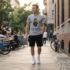 Conjunto Deportivo Informal de Dos Piezas para Hombre, Verano, Tejido de Punto, Transpirable, Secado Rápido, Estampado Metálico, Poliéster/Algodón, Camiseta Deportiva - Product Image 4