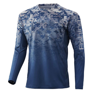 เสื้อตกปลาผู้ชายขายส่งจำนวนมาก ผ้าฝ้าย/ใยไผ่ 100% พิมพ์ลายดิจิทัล แขนยาว คอกลม ระบายอากาศ แห้งเร็ว - Product Image 1