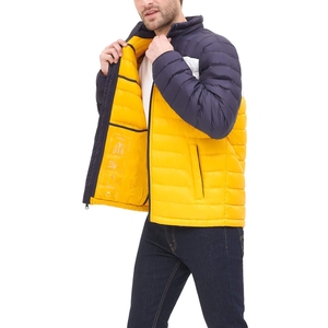 Men's Puffer <b>Jacket</b> 100% Nylon Stand Collar Patchwork <b>Waterproof</b> Hooded Thick Warm Quilted Coat - Product Image 3