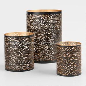 Juego de 3 candelabros modernos Vintage Iron Votives Lantern Candle Jar Metal Forma personalizada Portavelas Votives - Product Image 5