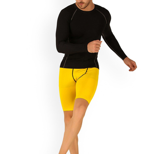 <b>Men's</b> <b>Yellow</b> Compression Capri <b>Shorts</b> Mid Waist Drawstring Elastic Breathable Quick Dry Eco-Friendly 100% Polyester Pockets - Product Image 6