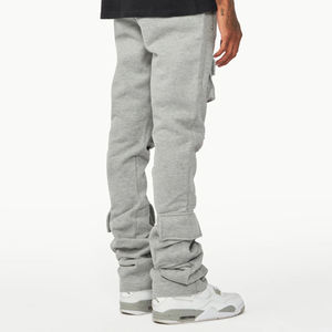 Pantalones de chándal de terciopelo para hombre, pantalones acampanados lavados, de fábrica directa, teñidos lisos, antiarrugas - Product Image 4