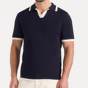 Chemise à manches courtes en tricot pour homme, couleur marron foncé, style décontracté chic, coupe classique, Hawk Eye Sports, polyester/coton, personnalisable - Product Image 3