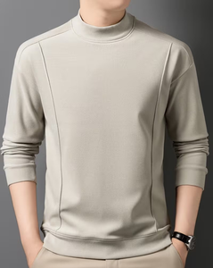Men's Crew Neck Terry Knitted Pullover Solid Color Casual Sweatshirt Oversized Fit Breathable Winter Wear - Product Image 3