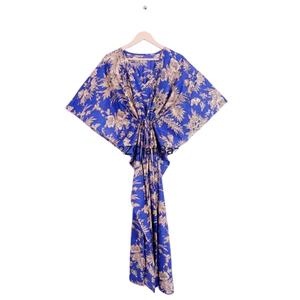 Caftán Casual de Lujo y Comodidad, Tejido de Algodón Transpirable de Alta Calidad, Manga Corta, Ropa de Playa para Mujer, Ecológico, Cuello en V Midi - Product Image 1