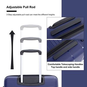 Set da 3 pezzi Navy da 3 pezzi (20/24/28) rigida doppia Spinner valigia con lucchetto leggero e resistente Set 3 pezzi - Product Image 5