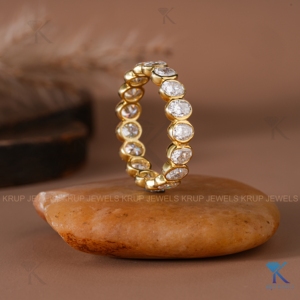 Oval Lab Grown Diamond Full Bezel <b>Set</b> Eternity Band 14K Solid <b>Gold</b> Anniversary Stacking Wedding <b>Ring</b> For Women Bridal Fine Jewel - Product Image 3