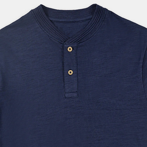 Camiseta de Hombre Azul Marino de Manga Corta con Cuello Redondo, de Algodón Jersey, Corte Regular, Color Sólido, Informal, Tejida - Product Image 3