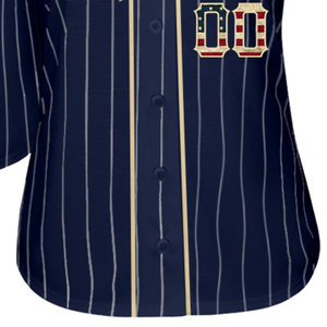 Men Navy White Pinstripe Baseball Jersey Button Front Team Shirt Performance <b>Athletic</b> Game Day Practice Sports Uniform Wear - Product Image 6