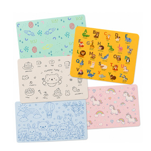 Children's <b>Silicone</b> Placemats with Custom Cartoon Drawings Food Grade BPA Free Heat Resistant Non-Toxic Reusable Kids Tableware - Product Image 1
